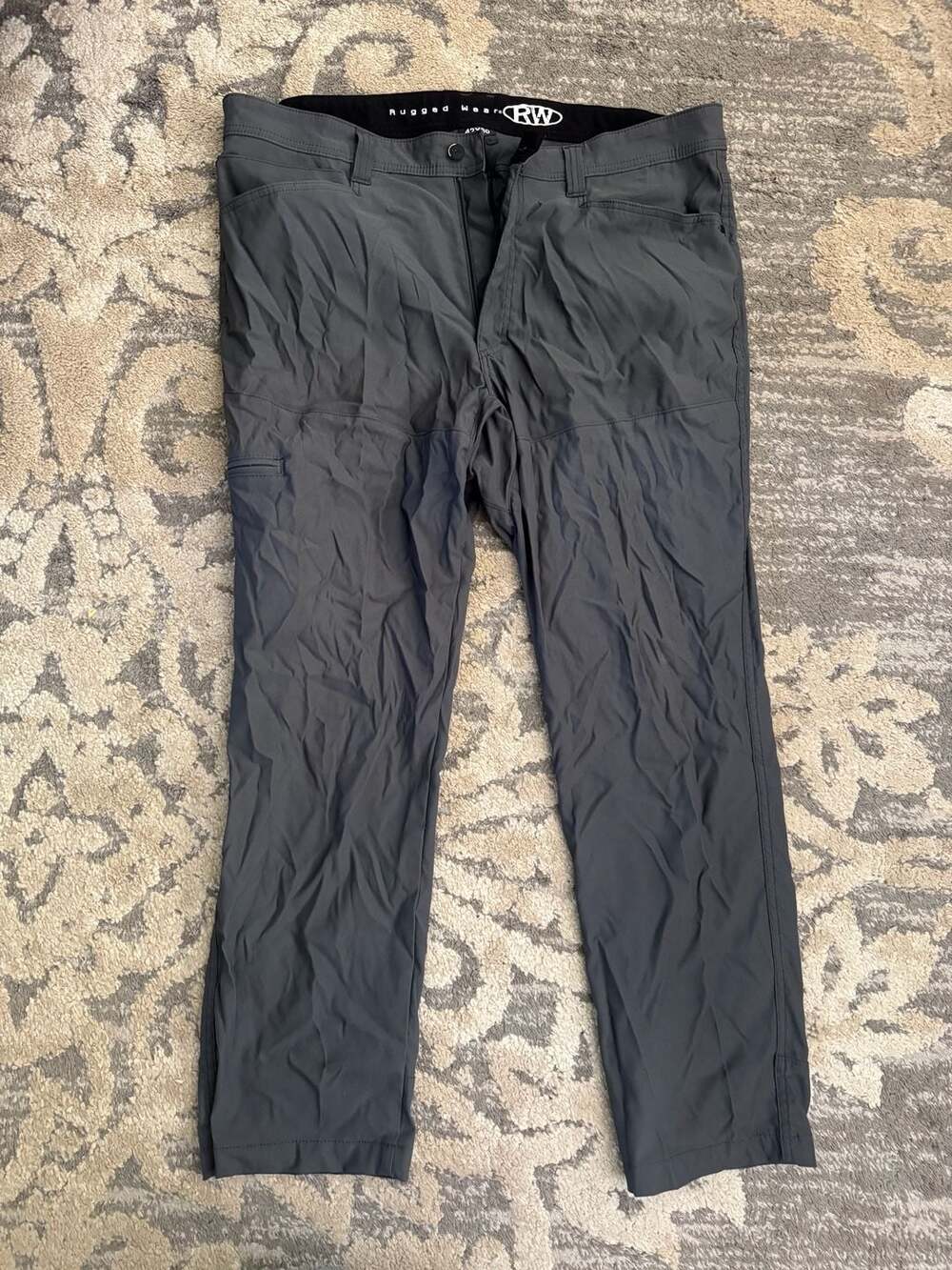 Rugged Wear RW Hiking Pants Size 42X30 Gray Cargo Outdoor Stretch